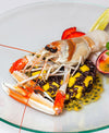 foto ricetta Scampo di Sicilia crudo su riso nero e mango con citronette al frutto della passione 