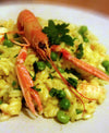 Arroz con cigalas y guisantes 