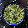 ASPARAGUS, KALE AND PEA SPRING RISOTTO WITH GARLIC AND BASIL PESTO 