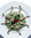 foto ricetta Riso con prezzemolo, cosce di rana e salsa all'aglio 