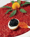 foto ricetta Riso Vialone Nano al triplo concentrato di pomodoro con uovo e caviale 