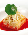foto ricetta Risotto con nasturzi e calamari, salsa di fragole, topinambur e nocciole tostate 
