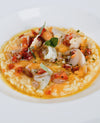foto ricetta Risotto di mare, succo di pomodoro e crema di ortiche. 
