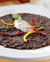 foto ricetta Risotto nero d'olive celline, noce di caprino e ortaggi 