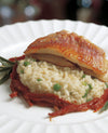 foto ricetta Risotto ai piselli freschi e pomodori secchi con triglie grigliate 