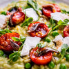 Risotto de Guisantes y tomates cherry marinados 
