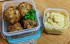 FOUR CHEESE & BASIL PESTO ARANCINI WITH HUMMUS DIPPING SAUCE 
